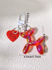 1pc Red Dog Keychain, Heart Letter Tag, Car & Backpack Pendant, Keychain Water Bottle Charm, Small Gift For Friends, Commemorative Gift - Red - View 5