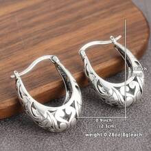 Bohemian Style Silver Earrings, Mixed Material Earrings, Hypoallergenic Earrings, Vintage Hollow Design, Versatile Dangle Earrings, Suitable For Women, Ideal Gift For Birthday Party - Silver - View 3