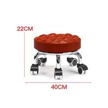 Taburete multiusos para el hogar con ruedas, asiento giratorio para manicura, pedicura, costura y taburete de aprendizaje para caminar para bebés - Estilo pan negro - Ver 12