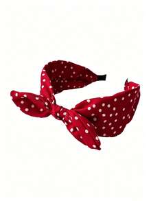 1pc Red Polka Dot Bow Headbands For Women Bandana Hairband With Bow Halloween Costume 50s Hair Accessories Red Hair Bow Headband For Party Girls Bow - Multicolor - View 13