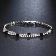 1pc Minimalist Tennis Bracelet, Double-Layer Design, Suitable For Women's Daily Commute, Vacation, Versatile Wrist Accessory - Multicolor - View 2