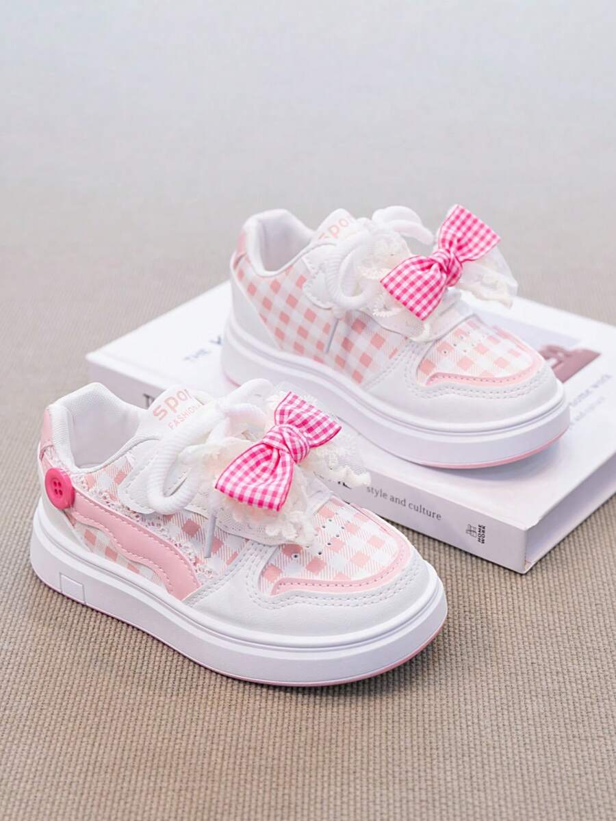 Children's Shoes Spring Autumn New Style All Season Suitable Girls' Skate Shoes Girls' Casual Shoes Simple Versatile Student Shoes Children's Casual Shoes Mid-Large Children's Student Shoes Shoes - Pink - View 1