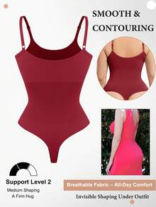 Slimming Women's Shapewear Bodysuit Thong Tummy Control Tank Top Shaping Body Shaper Snatched Waist Push Up Bust Sexy Shaping Tops Jumpsuit - 紅色 - 查看 3