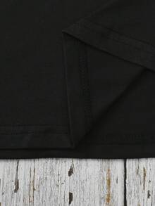Camiseta estampada moderna y artística |   Camiseta casual de manga corta y cuello redondo, adecuada para primavera y verano, ropa de mujer, perfecta para uso diario y como regalo para las fiestas. Calidad premium. - Negro - Ver 5