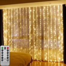 1pc LED Curtain String Light With Remote Control, 100/200/300 LED USB Powered Fairy Lights For Wedding, Party, Home, Garden, Bedroom, Indoor Outdoor Wall Decor - Plastic Material, No Batteries Included - USB Curtain Light - View 5