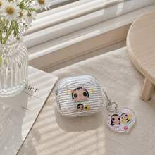 Ins Minimalist Striped Small Jade + Pendant Earphone Case Compatible With Airpods 4th Generation Cute Earphone Cover Apple 2nd Generation 3rd Generation New Protective Case Pendant Airpodspro 3 Korean Style Earphone Case Pro 2 Girls Earphone Case Protective Cover - Clear - View 6