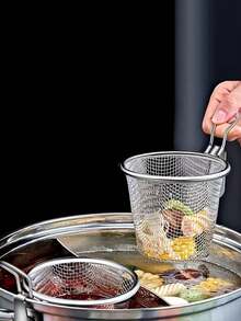 1pc Stainless Steel Hot Pot Strainer Ladle With Hook, Stainless Steel Mesh Basket Filter, Suitable For Hot Pot Draining, Filtering And Cooking, Can Be Used As A Household Kitchen Food Filter - Multicolor - View 9