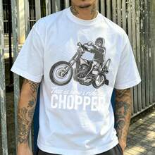 Men's T-Shirt Biker Chopper Style Graphic Comfortable And Versatile Outdoor Casual Short Sleeve - White - View 1