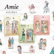 Amie Sticker アミ ステッカー かわいい フレークシール 水彩ガール 上質紙 日本製 - ガーリーガール - チェックする 4