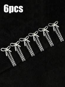 6pcs Adjustable Cuff Clips, Waist Cincher T-Shirt Clips, Jeans Hem Clips, Anti-Sagging Sleeve Clips, Clothing Shortening Clips, Adjustable Pant Leg Clips, Multi-Functional Seamless Clips, Suitable For Pants, Sleeves, Skirts And Dresses - Bow Knot - View 10