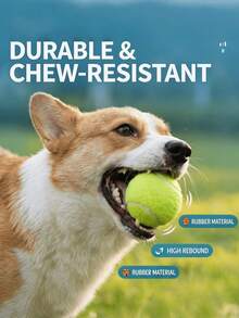 Dog Tennis Ball, Anti-Bite Fetch Toy, Floating Interactive Training Ball, Durable Chew Toy For Small/Medium/Large Dogs, Outdoor Retrieving Pet Toy - Multicolor - View 1