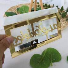 TX 1 Set Personalized Mirror Gold Acrylic Money Box With Arabic Gift Card Envelope For Wedding, Birthday, Baby Shower Parties And Other Occasions - Ideal For Graduation Gift, Popular Mirror Gold Gift Box For Cash And Envelope Birthday - Gold - View 8