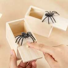 "Epic Wooden Spider Gag Box - Jump Scare Prank For Parties, Family, Office & Dorms!" - Default - View 2