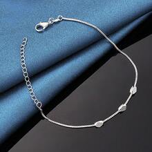 1pc 925 Sterling Silver Plate Lucky Three Geometric Beads Charms Bracelet For Women Girl Box Chain Bracelets Jewelry Gift - Silver - View 5