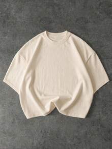 ACTYR Camiseta de Manga Corta para Hombre, Estilo Casual Urbano, Color Blanco, Corte Holgado Minimalista, Cuello Redondo, Versátil y Básica, Cómoda y Transpirable para Uso en Exteriores - Gris - Ver 4