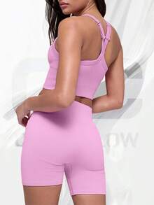 Seamless Ribbed Favorite Bra Tank - Candy Heart Pink - View 2