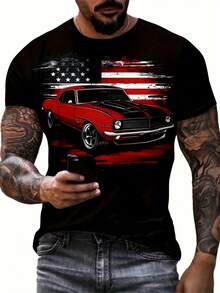 Camiseta De Manga Corta Impresa En 3d - Negro - Ver 2