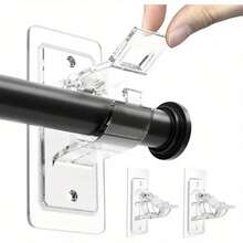 2/4pcs, Classic Plastic Window Curtain Rod Brackets, No Drilling Required, Multifunctional, Self-Adhesive Rod Brackets, No-Nail Adhesive Curtain Rod Hooks, Suitable For Dorm, Bathroom, Bedroom, Living Room Decoration Curtain Hooks, Home Shower Curtain Rod Use - 2pcs - View 1