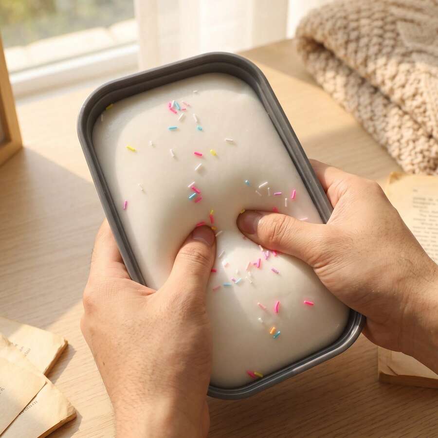 Slow Rebound Realistic Box Cake Squeeze Toy - Office Worker Stress Relief Gadget, Super Soft Slow Rebound Texture, Adult Desktop Relaxation And Anger Venting Toy