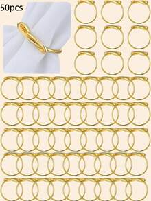 12/50 Pcs Gold Napkin Ring Minimalist Knotted Tablecloth Napkin Holder Sturdy Metal Modern Decor For A Wedding Gift Set For Halloween Thanksgiving Christmas Dinner Table Decoration - Gold - View 14