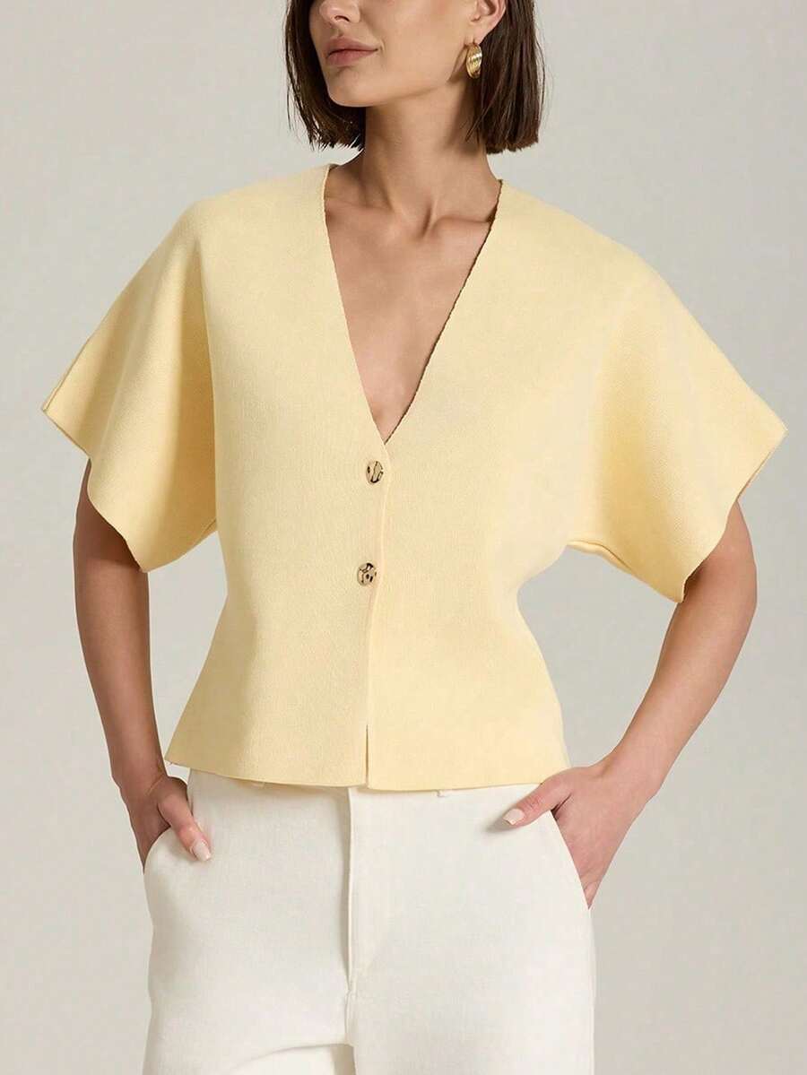 Cárdigan casual de mujer de unicolor con botones, adecuado para verano y otoño