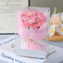 Mini 7-Rose Deluxe Artificial Rose Bouquet Gift Box, Packaged In A Transparent Gift Box With Red Artificial Roses. Ideal As A Party Bridesmaid Gift, Graduation Gift, Valentine's Day Gift, Birthday Gift, New Year's Gift, And Home Decoration. - Mini Bouquets - View 13