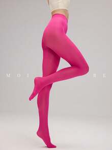 MOIRÉALLURE 1 Pair Of Women's Stockings High Waisted Elastic Tight - Hot Pink - View 3