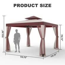 Patio Gazebo, Double Roof Canopy Tent With Mosquito Netting, Easy Setup Outdoor Shelter For Backyard, Garden & Poolside - A - View 6