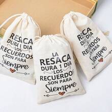 10pcs Beige Spanish Wedding Party Hangover Recovery Kit Drawstring Bags, Party Favor Packaging Gifts - Beige - View 3
