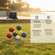 [Free Shipping] Lawn Bowling Kit 90 Mm For Beach Lawn Backyard 8 Resin Balls Pallino Carrying Case Measuring Rope 4 Colors 2-8 Players Game Set-XY546930 - Default0 - View 4
