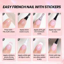 Beetles 2 Colors White Pink French Tip Gel Polish Set, 15ML Soak Off UV LED Gel With Stickers, DIY Salon Manicure Women Gift - 2Pcs 15ml White Pink Gel Nail Polish Set - 查看 7