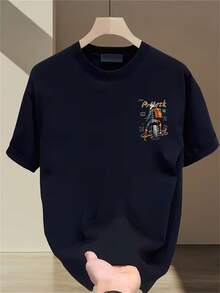 ChristmasTrendy Märke Tryckt Kortärmad T-shirt för Män Sommar Ny Casual Mångsidig Utomhus Sport Andningsbar Topp Het produkt - Vitt - Visa 9