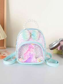 1pc This Stylish Pu Sequined Mini Princess Backpack Features A Unique And Sweet Design Suitable For Various Occasions. Versatile And Easy To Use, It'S Perfect For Outdoor Activities, Playtime, Commuting, And More, Making It A Perfect Gift For Teenagers. - Multicolor - View 4
