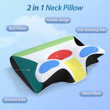 Butterfly Sleep Memory Neck Pillow Slow Rebound Comfortable Memory Foam Sleep Pillow Cervical Orthopedic Neck Massage Bed Pillow - 黑色 - 查看 2