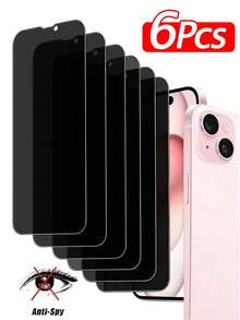 Mr. War Gorilla 6片裝防偷窺鋼化玻璃螢幕保護貼，相容 iPhone 17e/17 Pro Max/17 Air/16 Pro Max/16E/16 Plus/15 Pro Max/14/13/12/11 Pro Max/X/XR/XS Max 及其他系列，防指紋、9H 硬度、防震防摔、完美貼合、相容手機殼、高透明度、高畫質，為您的手機提供全方位保護 - 黑色 - 查看 39