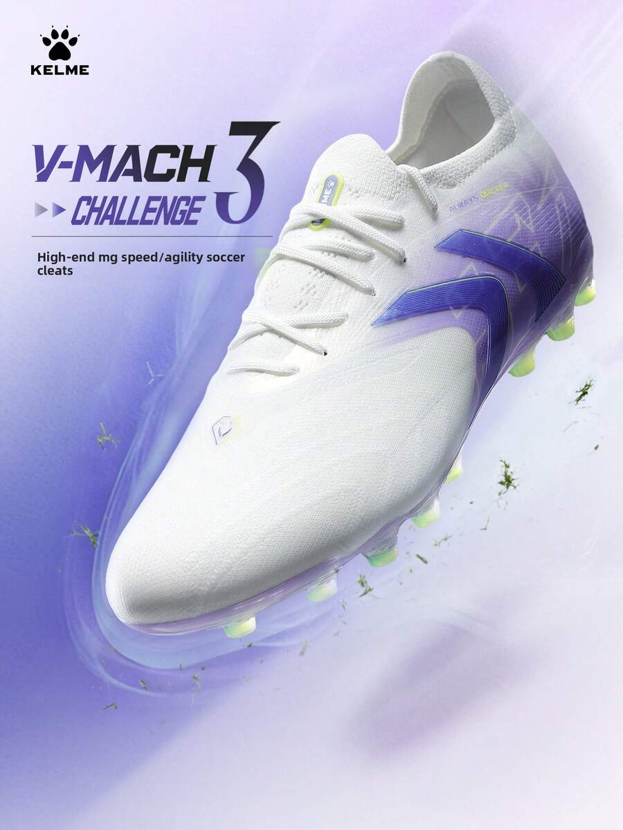 KELME 男款 MG Mach 短釘足球鞋 日常訓練比賽 V-MACH3 CHALLENGE - 白紫 - 查看 1