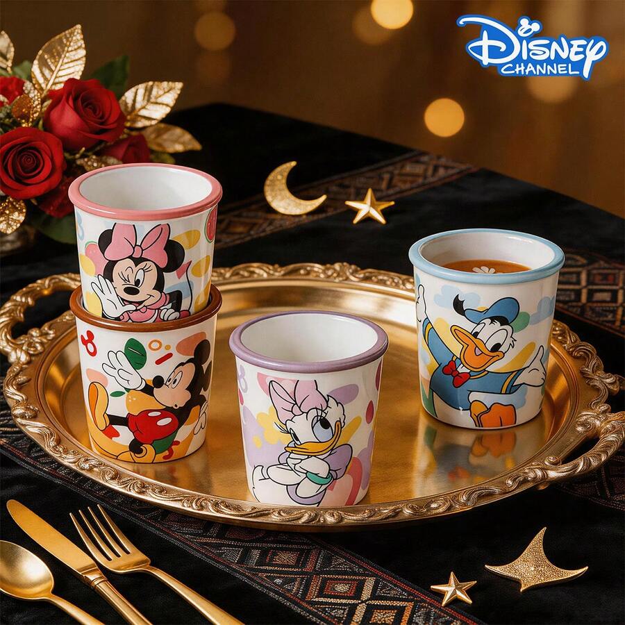 Disney Mickey Minnie Donald Daisy 4pcs Ceramic Mug Set, Cute Cartoon Coffee Cups With Gift Box, Ramadan Eid Gift Idea, Heat-Resistant Tea Water Milk Daily Water Cups - Multicolor - View 1