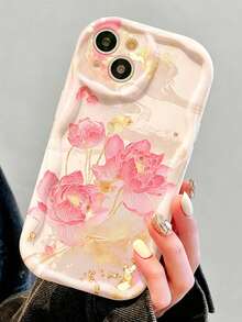 1個彩色蓮花圖案手機殼，相容於Honor、Apple系列、Galaxy S22/S22+/S22 Ultra/S23/S23+/S23 FE/S23 Ultra/S24/S24 Plus/S24 Ultra/A35/A05s/A15/A53/A54/A05/A51/A55/A56/A71/A72/A73/A33/A32/A14 - 粉色 - 查看 3