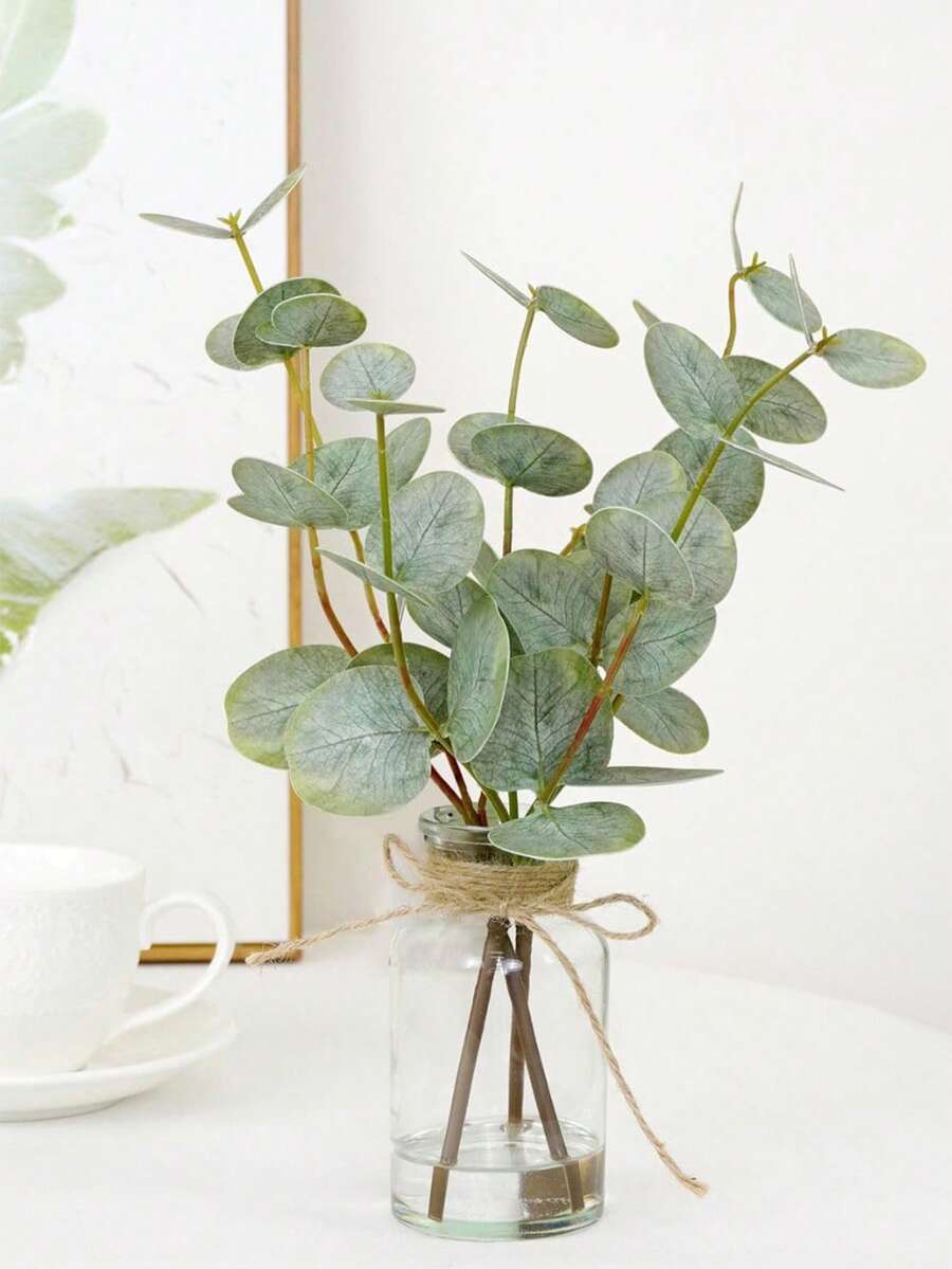 4Pcs Artificial Eucalyptus Stems, Lifelike Faux Greenery Plants For Home, Coffee Table, Office, Bathroom, Farmhouse, Wedding Centerpiece, Indoor And Outdoor Decor, Stylish Faux Plant Arrangement, Modern Home Decoration, Tabletop Display - Multicolor - View 1