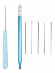 7pcs Doll Hair Rooting Tool Set, 0.8mm/0.6mm Thickness Optional Rooting Needles, Doll Hair Repair Tool Kit (Plastic Box Packaging, No Need To Worry About Breaking) - Multicolor - View 6