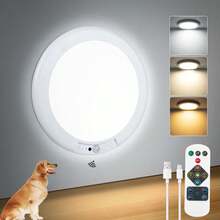 4 Pack Rechargeable Motion Sensor Ceiling Light With Remote Wireless Magnetic LED Lights, Battery Operated Stick On Ceiling Shower Lights Renter Friendly For Closet Bedroom Hallway - 3-color Sensor Ceiling Light - View 9
