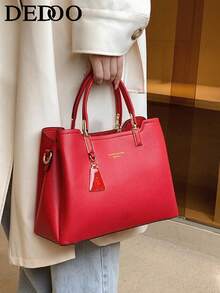 Dedoo Fashionable Multi-Compartment Large Capacity Charming Handbag & Crossbody Bag, Lightweight Luxury Versatile - Red - View 8
