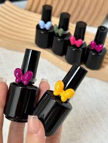 1pc Glass Refillable Nail Polish Bottle, High-End Small Black Bottle Capacity Approx. 15ml - Black - View 5
