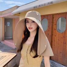 1件女款大尺寸防曬沙灘帽，全遮蓋防曬帽 - 彩色 - 查看 11