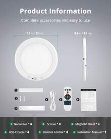 4 Pack Rechargeable Motion Sensor Ceiling Light With Remote Wireless Magnetic LED Lights, Battery Operated Stick On Ceiling Shower Lights Renter Friendly For Closet Bedroom Hallway - 3-color Sensor Ceiling Light - View 3