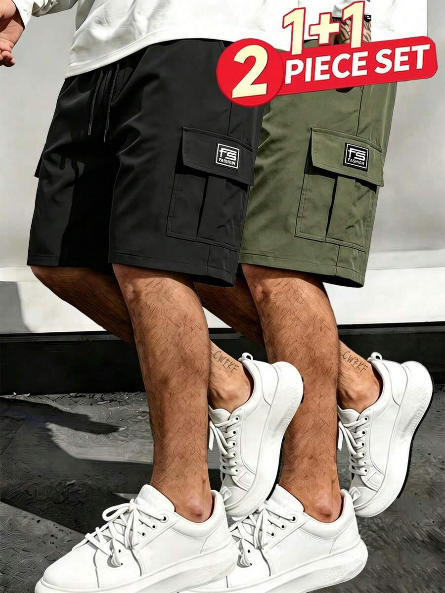 2件組男士運動工裝褲,適合戶外旅行,多口袋學院風工裝褲,送給男朋友和丈夫的禮物 - 彩色 - 查看 1