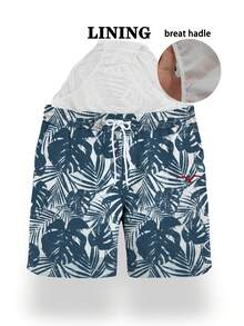 Pantalones cortos de surf de playa de verano para hombre con estampado de palmeras, bañador con cintura ajustable - Multicolor - Ver 10