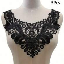 1Pc/2/3Pcs Elegant Water-Soluble Embroidery Lace Collar - Featuring Floral And Lace Patterns, Available In Black/White/Apricot, Suitable For Shirts And Jackets, Ideal For Sewing Projects - Multicolor - View 14
