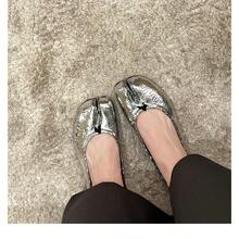 Women Flats - Silver Crackle Pattern (in Stock) - View 4