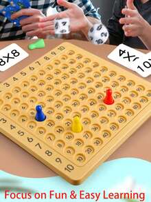 一套乘法表棋盘游戏，包含塑料棋盘、卡片和骰子，互动式数学学习桌面玩具，适合家庭互动、桌面游戏、数学学习和教育工具。 - 彩色 - 查看 3
